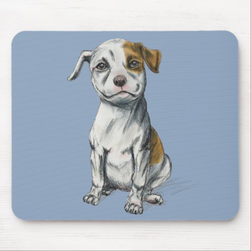 Pit Bull Puppy Sketch Drawing Mouse Pad
