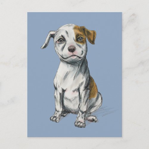 Pit Bull Puppy Sketch Drawing Postcard