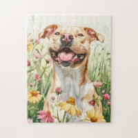 Pit Bull Puzzle – Watercolor Dog Fun