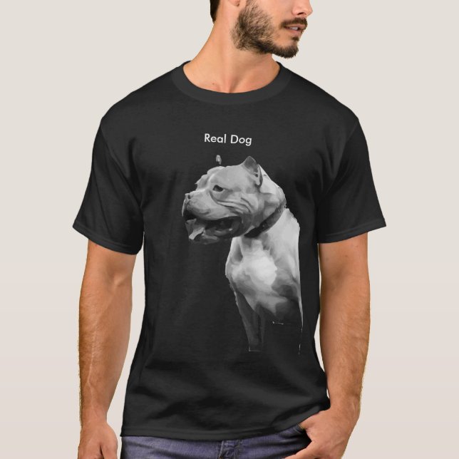 Pit Bull Real Dog Mens Tee Shirt (Front)