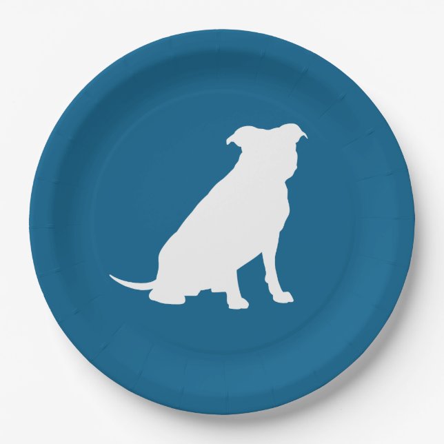 Pit Bull Silhouette Baby Shower Puppy Dog Paper Plates (Front)