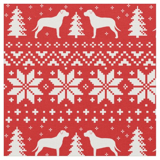 Pit Bull Silhouettes Christmas Holiday Patterned Fabric