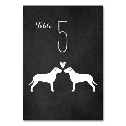 Pit Bull Silhouettes Dog Breed Wedding Reception Table Number