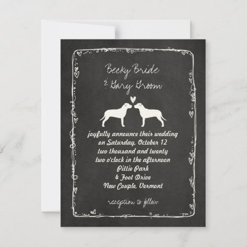 Pit Bull Silhouettes Wedding Announcement