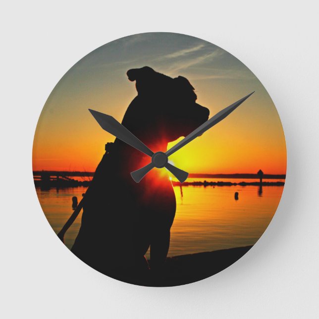 Pit Bull Sunrise Round Clock (Front)
