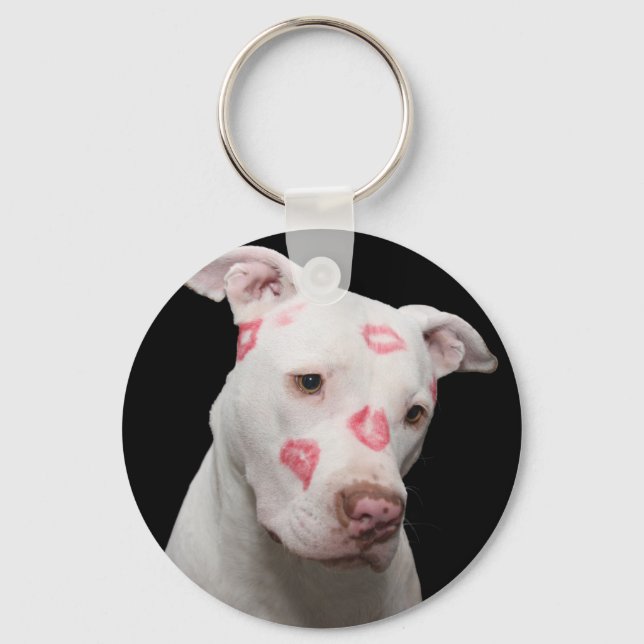 Pit bull sweet kisses keychain (Front)