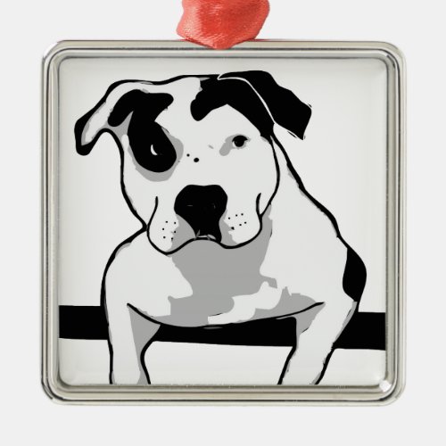 Pit Bull T_Bone Graphic Metal Ornament