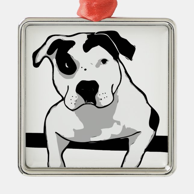 Pit Bull T-Bone Graphic Metal Ornament (Front)