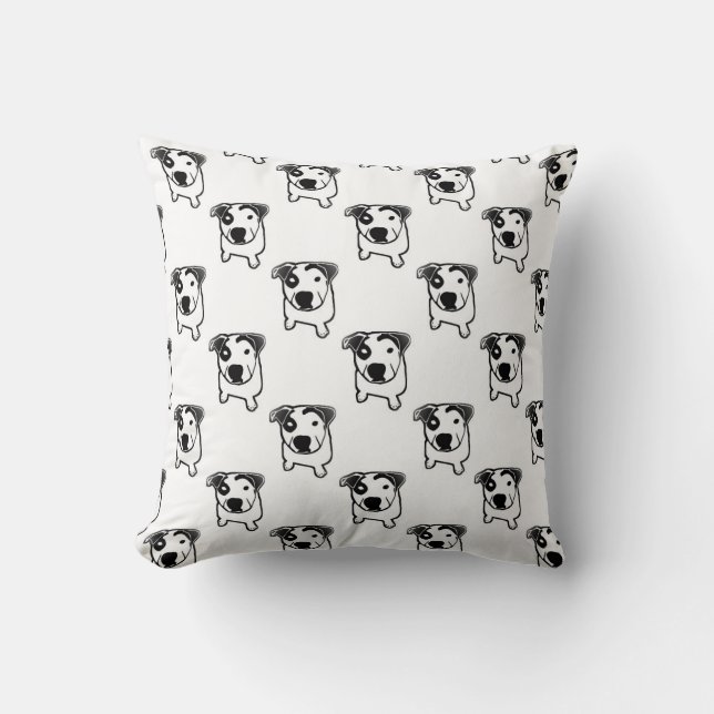 Pit Bull T-Bone Graphic Throw Pillow (Front)