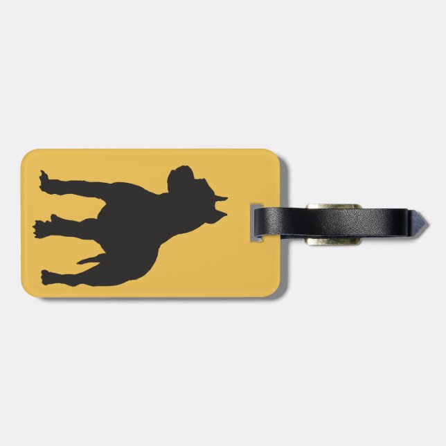 Pit Bull Terrier Black Silhouette Luggage Tag (Back Horizontal)