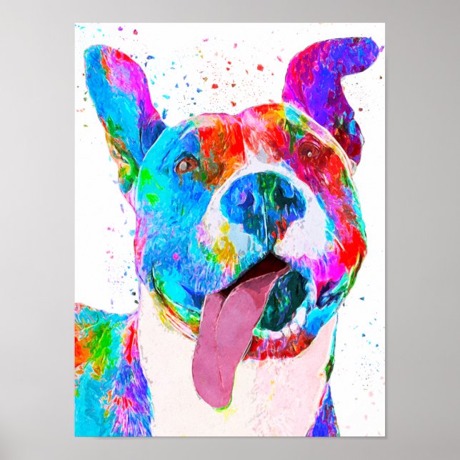 Pit Bull Terrier Colorful Pop Art Poster (Front)