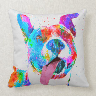 Pit Bull Terrier Colorful Pop Art Throw Pillow
