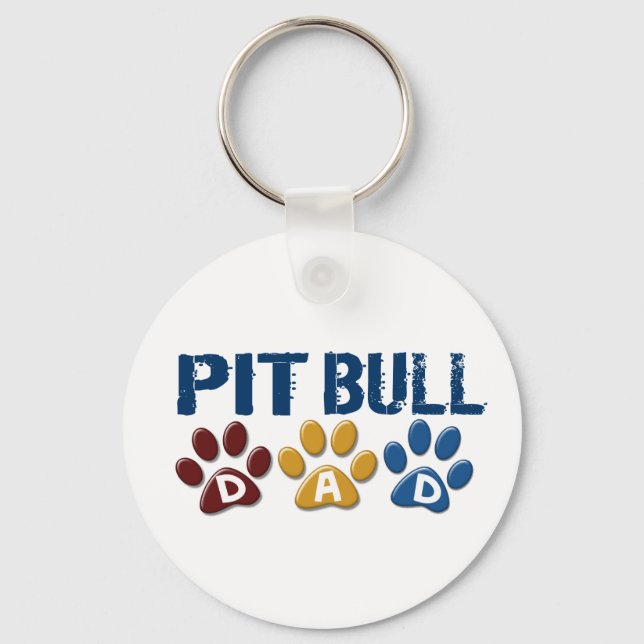 PIT BULL TERRIER Dad Paw Print 1 Keychain (Front)
