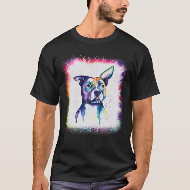 Pit-Bull Terrier Dog, Dad Mom Boy Girl Tie Dye Ble T-Shirt (Front)
