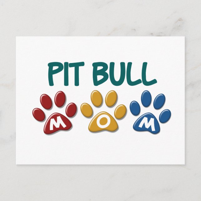 PIT BULL TERRIER Mom Paw Print 1 Postcard (Front)