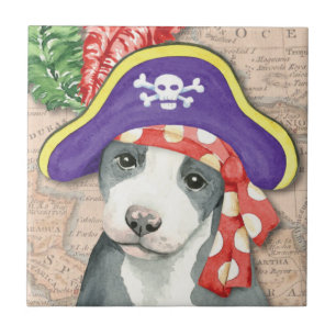 Pit Bull Terrier Pirate Ceramic Tile