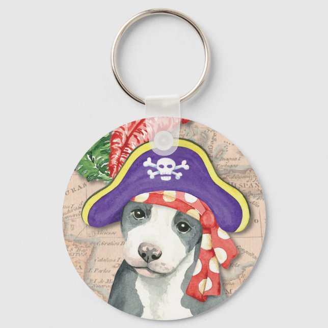 Pit Bull Terrier Pirate Keychain (Front)