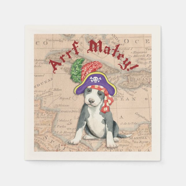 Pit Bull Terrier Pirate Napkins (Front)
