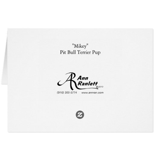Pit Bull Terrier Pup Card - "Mikey" (Back Horizontal)