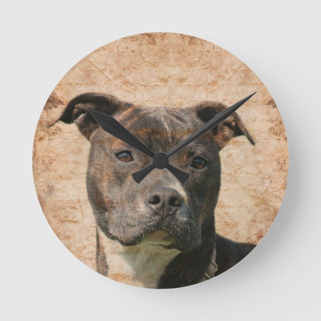 Pit Bull Terrier Round Clock (Front)