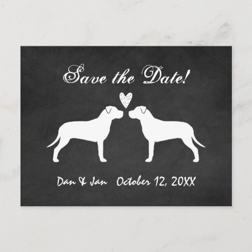 Pit Bull Terriers Wedding Save the Date Announcement Postcard