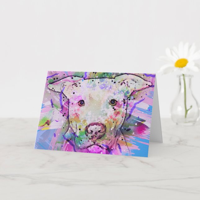 Pit Bull Watercolor Art Card (Small Plant)