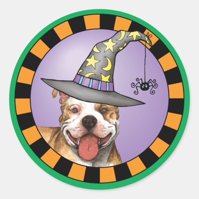 Pit Bull Witch Classic Round Sticker (Front)