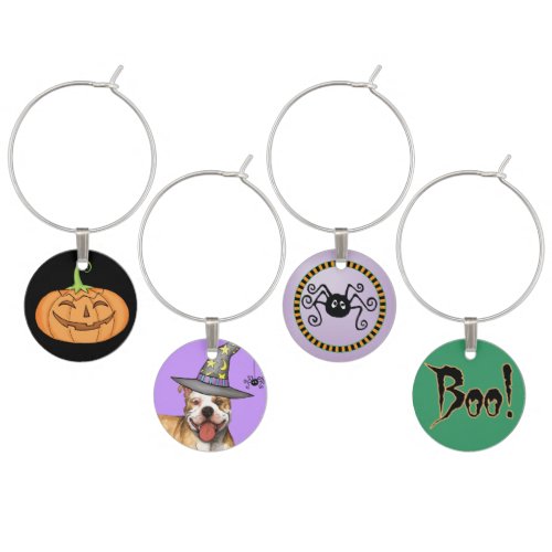 Pit Bull Witch Wine Glass Charm