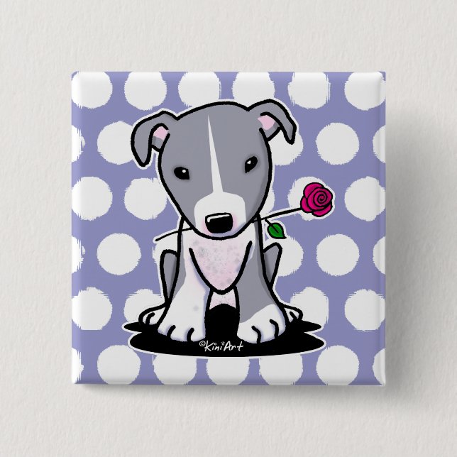 Pit Bull With Flower Button (Front)