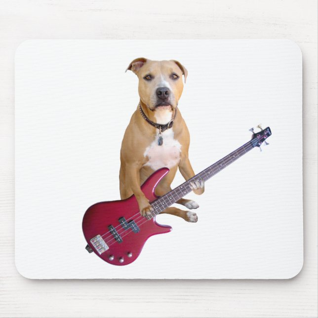 Pit Bull with Guitar Mouse Pad (Front)