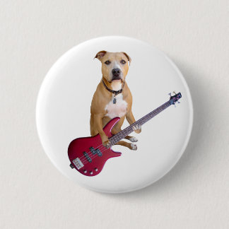 Pit Bull with Guitar Pinback Button