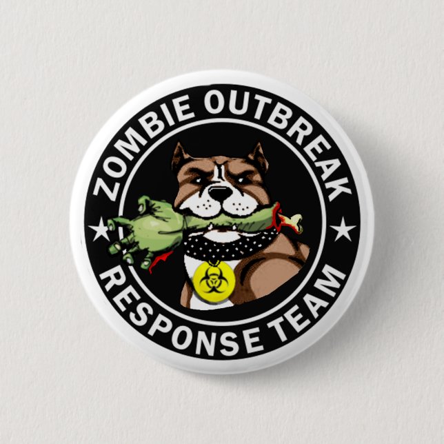 Pit Bull Zombie Outbreak Response Team Logo Button (Front)