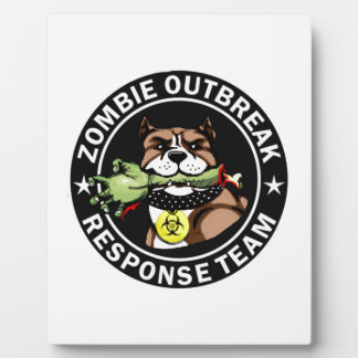 Pit Bull Zombie Outbreak Response Team Logo Plaque