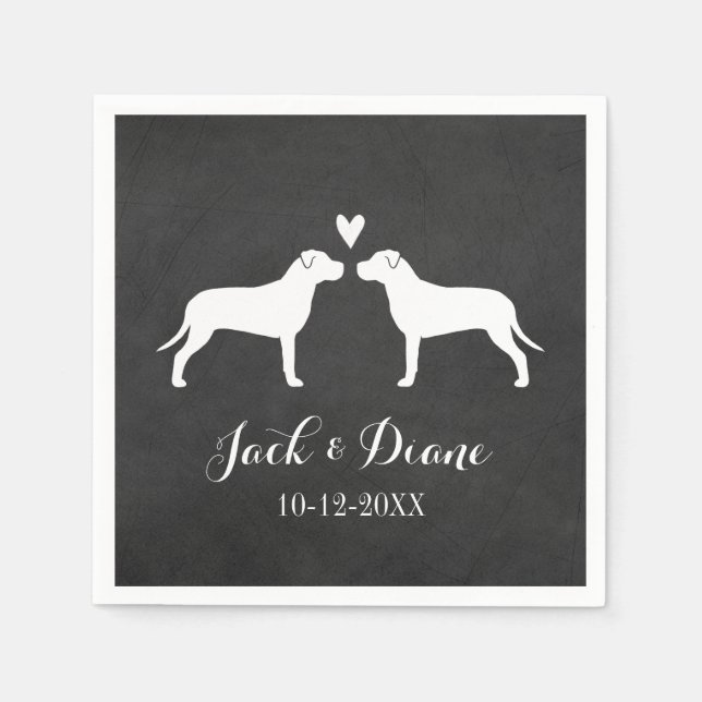 Pit Bulls Wedding Couple with Custom Text Napkins (Front)