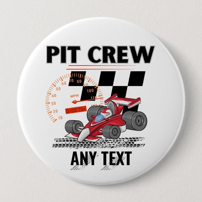 Pit Crew Birthday Party Theme Race Cars  Button (Front)