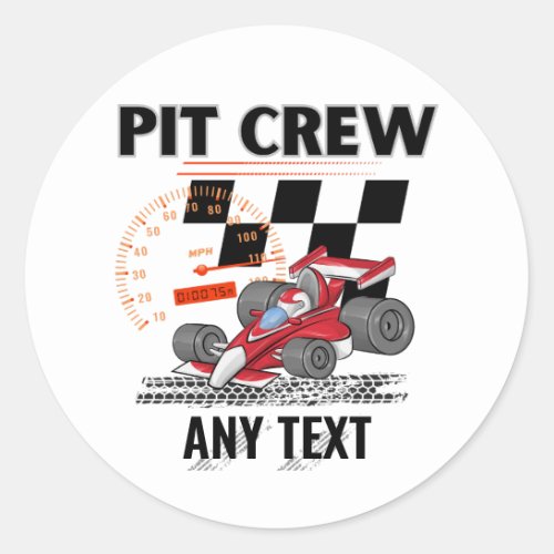 Pit Crew Birthday Party Theme Race Cars Matching Classic Round Sticker