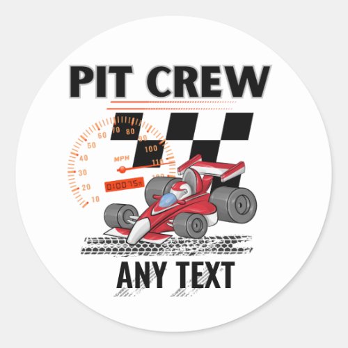 Pit Crew Birthday Party Theme Race Cars Matching Classic Round Sticker