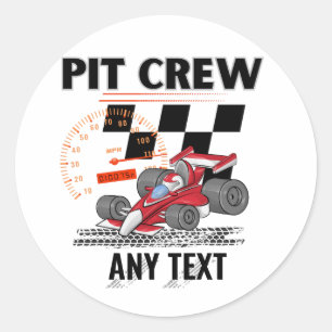 Pit Crew Birthday Party Theme Race Cars Matching Classic Round Sticker