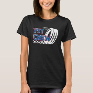 Pit Crew Burning Rubber Race Cars Pit Crew Checker T-Shirt