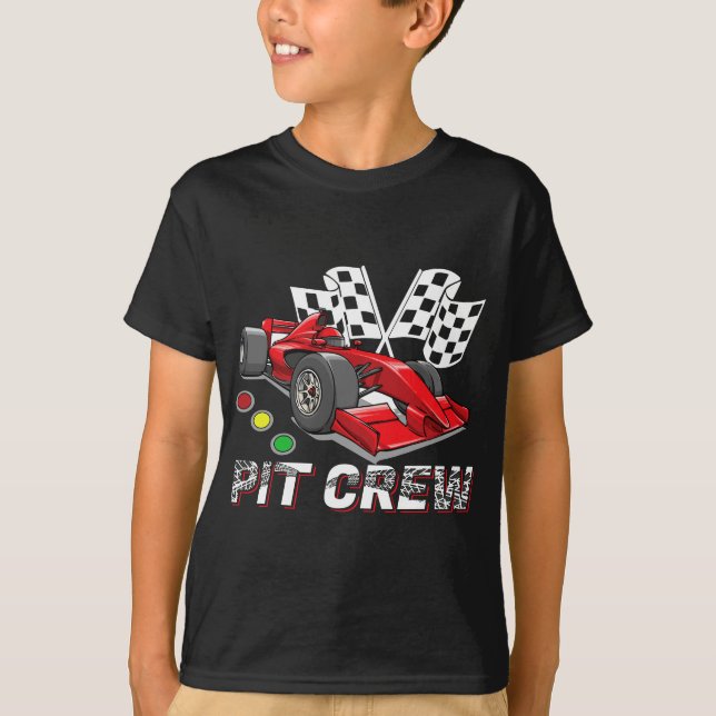 Pit Crew Car Racing Checkered Flag Racing Formula  T-Shirt (Front)