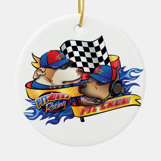 Pit Crew/Pit Bull Racing Ceramic Ornament (Front)