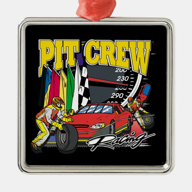 Pit Crew Racing Metal Ornament (Front)