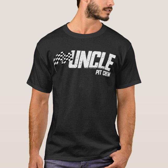 Pit Crew Uncle Race Birthday Matching Family Uncle T-Shirt (Front)