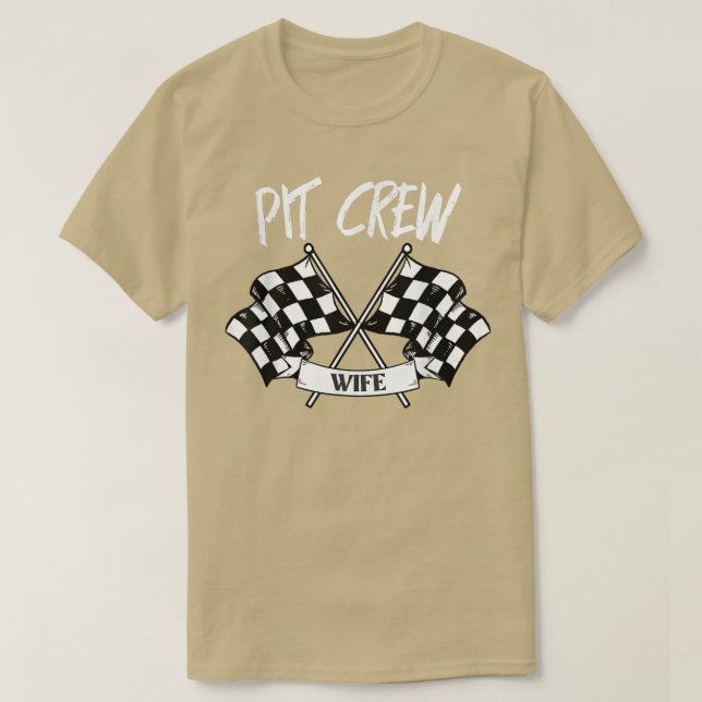 Pit Crew Wife Checkered Flag Racing Family  T-Shirt (Design Front)
