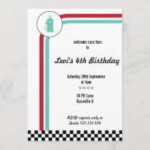 Pit Lane Racing Car Birthday Invitation