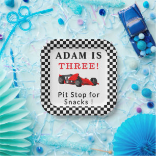 Pit Stop for Snacks – Red Race Car 3rd Party  Paper Plates