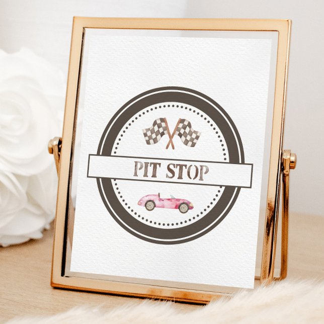 Pit Stop Pink Race Car Sign (Creator Uploaded)