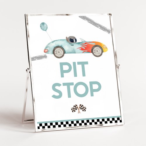 Pit Stop Race Car Birthday Party Sign