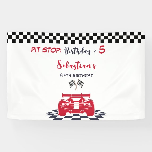 Pit stop race kids birthday banner (Horizontal)