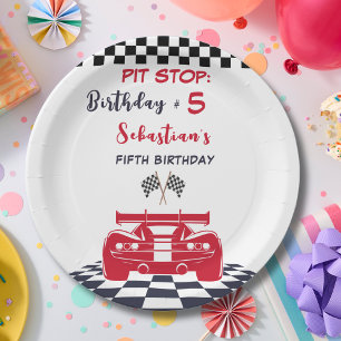 Pit stop race kids birthday paper plates